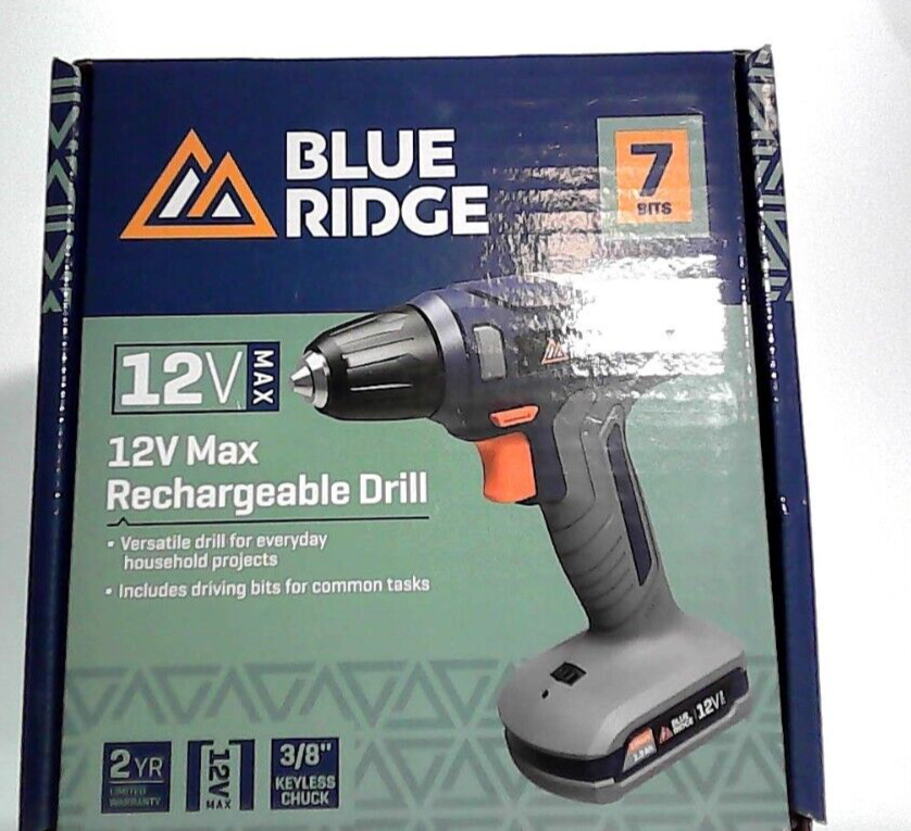 Blue Ridge Cordless Drill/Driver 12V MAX Rechargeable Battery Charger 7