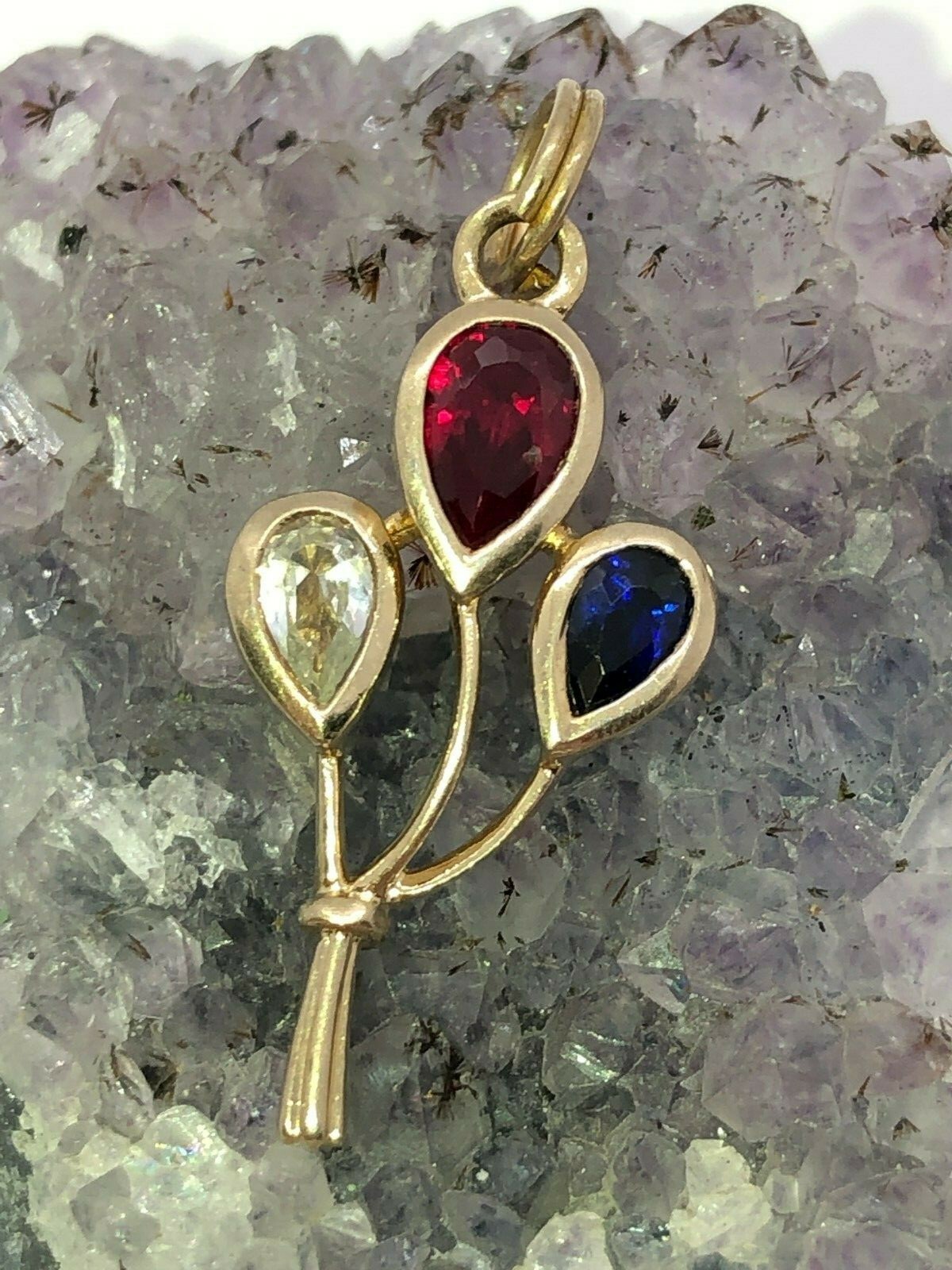 Ross Simons Sterling Silver Clear Blue Red Gemstone Balloons Pendant 1.9  Grams | eBay