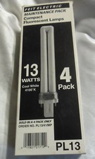 4 Pack FEIT ELECTRIC PL13 Compact Cool White Fluorescent LAMPS 4100K/PL13 watt