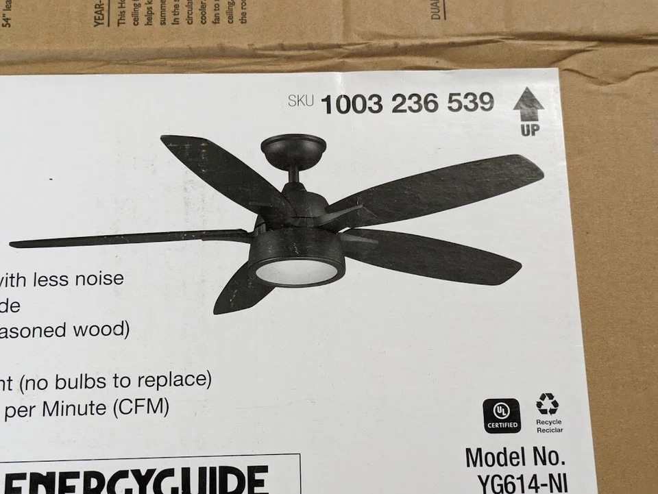 FOR PARTS ONLY -Receiver- Home Decorator Parkridge 52" Natural Iron Ceiling Fan - Image 2 of 4