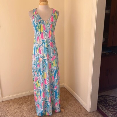 Lilly Pulitzer Size XS blue multi Kerri beach and bar maxi dress | eBay