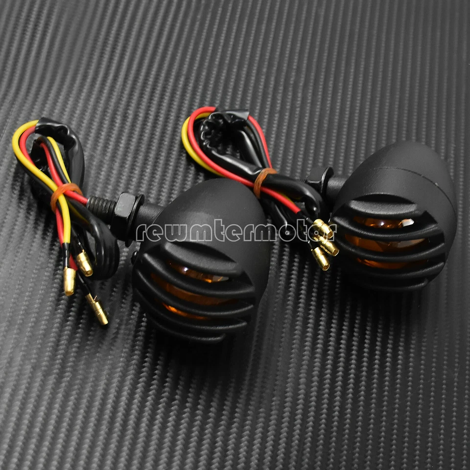 2X Lámpara indicadora de señal de giro de freno de cola de bala de parrilla ámbar apta para Harley XL883 Foto 4 de 4