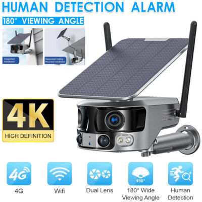 Wifi/4G LTE Überwachungskamera Aussen Solar SIM Karte 8MP 4K UHD 180° PTZ Kamera