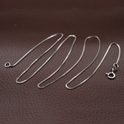 Solid 925 Sterling Silver 0.8mm Box Link Chain Necklace 15.7
