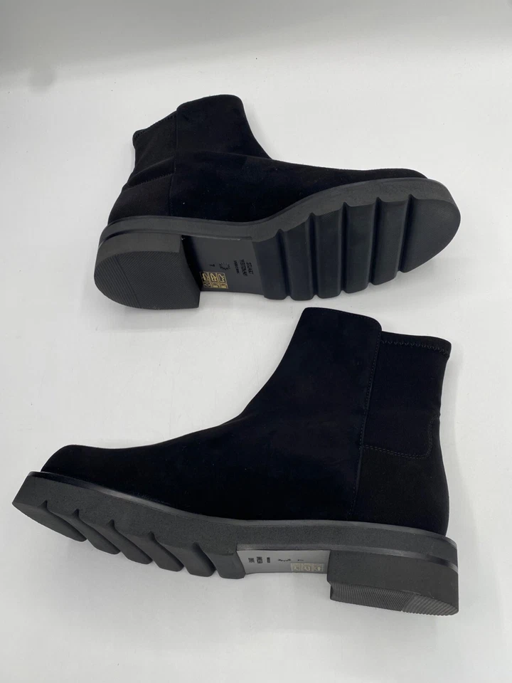 Botín ligero Stuart Weitzman negro 5050 Lift cuero tacón bloque nuevo con caja Foto 4 de 4