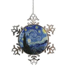 Silver Snowflake Starry Night Ornament Van Gogh Decoration Christmas Tree