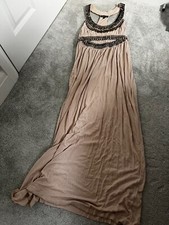 Stunning Warehouse Spotlight beige stud maxi party dress size 8 RRP £120