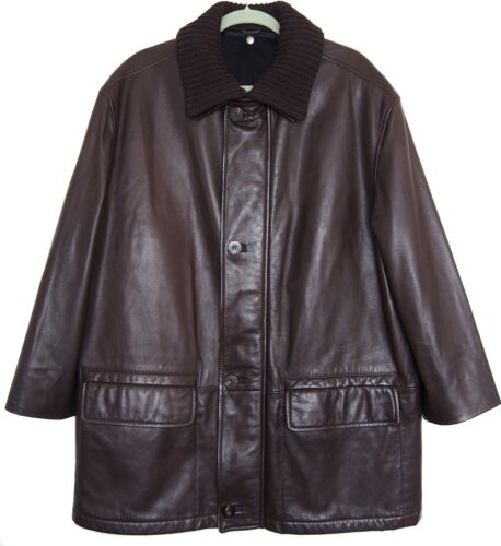 CANALI Mens Coat Jacket Leather Brown Size 52 US 42   - 第 1/11 張圖片