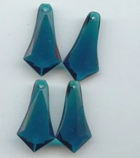 6 VINTAGE EMERALD ACRYLIC 31x17mm. FACETED DROP PENDANTS 6926