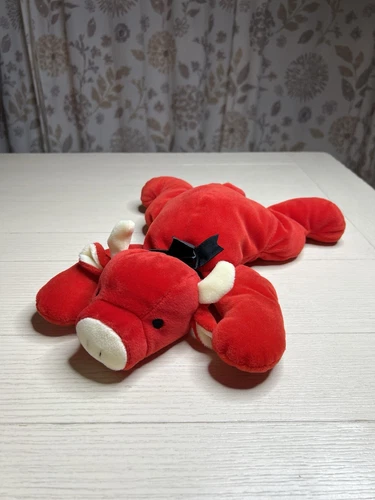 Vintage 1997  TY “ Snort “ The Red Bull Plush Animal 14”