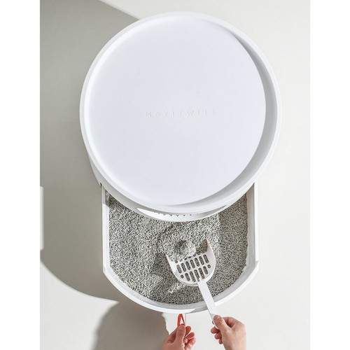 Mayitwill Cat Castle Semi Closed Litter Box with Scoop - Picture 6 of 12