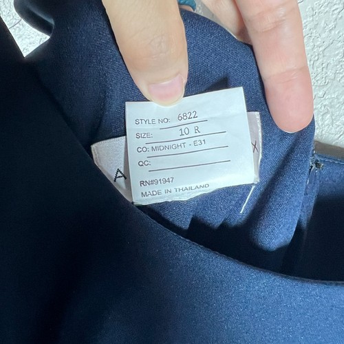 After Six Dessy Kleid Größe 10 Krepp V-Ausschnitt dunkelblau Kleid Brautjungfer Hochzeit - Bild 5 von 11