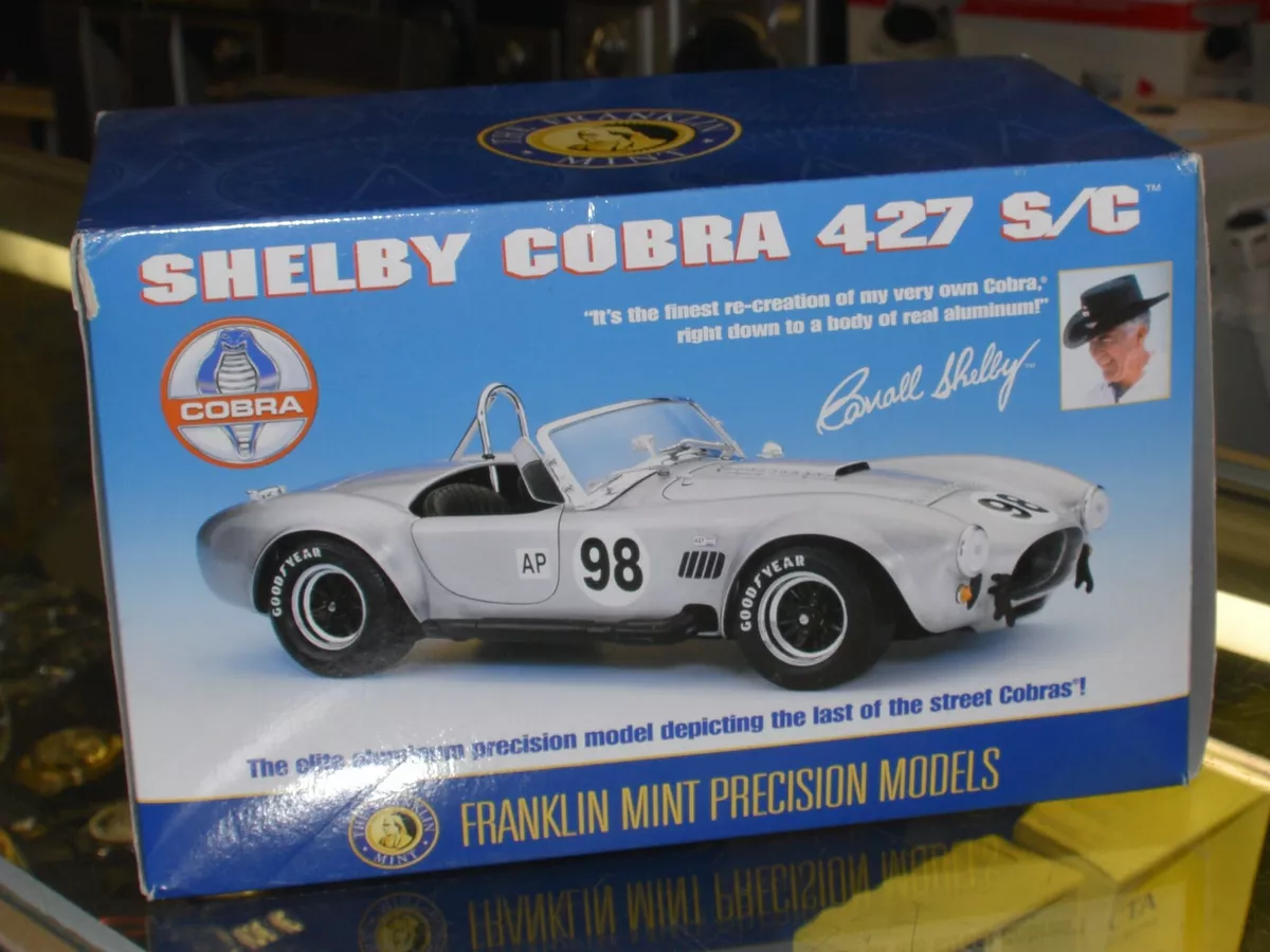 FRANKLIN MINT SHELBY COBRA 427 S/C BRUSHED ALUMINUM 1:24