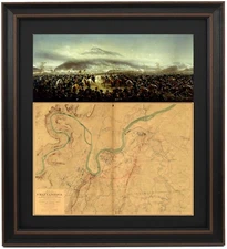 Framed Battle of Lookout Mountain with Chattanooga Battlefield Map. Made in USA