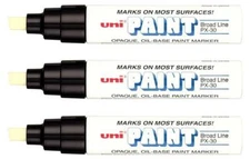 Uni-Paint 63731 PX-30 Oil-Based Permanent Marker, Bold Line, Black, 3-Pack