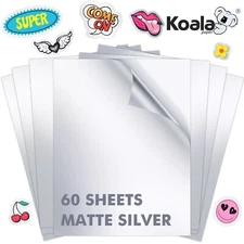 120PK Koala Printable Vinyl Sticker Paper for Printers Water proof Silver Matte