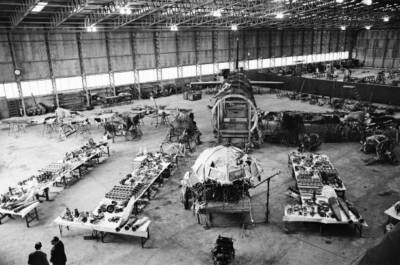The wreckage of his British Midland plane, now at Farnborough Aero- Old Photo