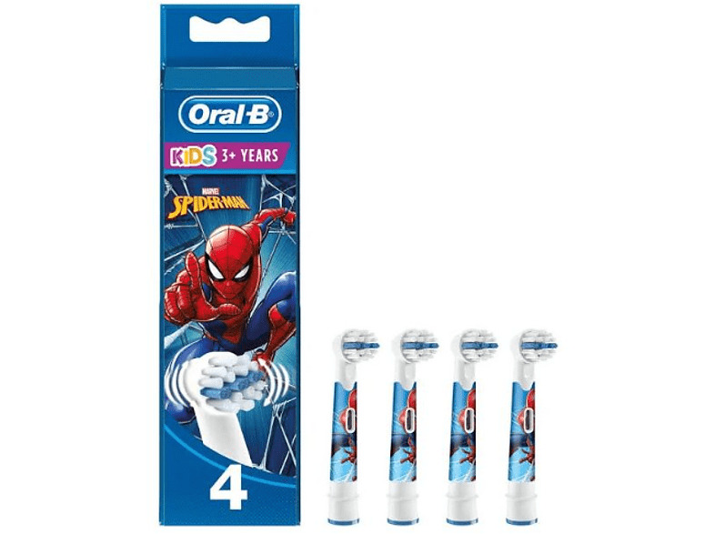 Recambio para cepillo dental - Oral-B, Spiderman Marvel, 4 Unidades, Blanco