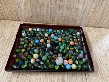 Collectible Marbles Assorted Lot Of 148 With Felt Bag - Various Sizes Colors