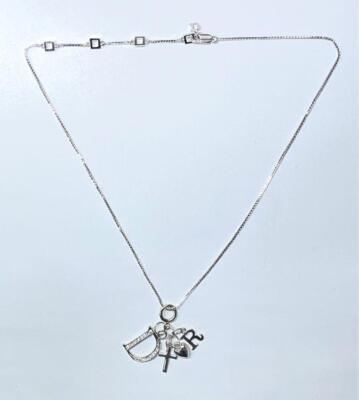 アクセサリー Christian Dior Logo silver necklace Christian Dior Logo Plate Silver Necklace Men's Women Very