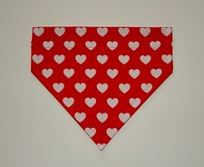 VALENTINE'S DAY WHITE HEARTS ON RED DOG SCARF/BANDANA--S, M, L