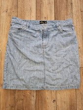 Vintage 90s LL Bean Chambray Skirt Womens 8 Petite Blue Denim Casual 18 Length