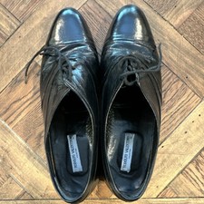 Rodolfo Valentino Men's Black Leather Oxford Dress Shoes Lace Up Square Toe 10.5