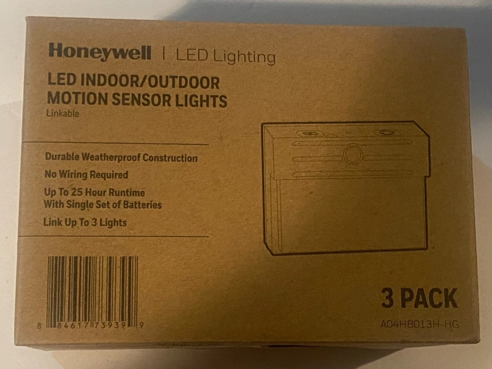 Honeywell, 3 Pk Batería LED Sensor de Movimiento Interior/Exterior Luces de Pared ¡NUEVO! Foto 3 de 4