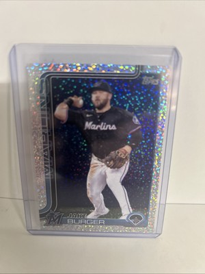 Jake Burger 2025 Topps Series 1 Sand Glitter Jumbo Exclusive #330 Miami Marlins