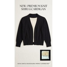 New Women Black Knit Shrug Cardigan Viscose Blend Open Front Size M
