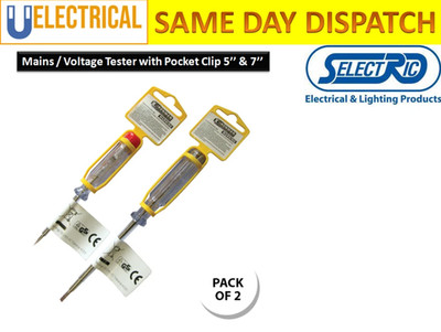 Netztester Schraubendreher mit Taschenclip 200-250 V AC/DC 5'' & 7'' 2er Pack