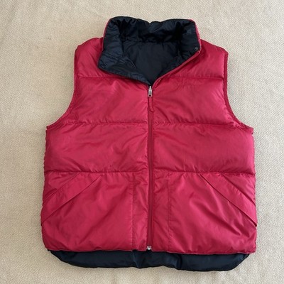 Ll Bean Goose Down Puffer Reversible Red Black Vest Large