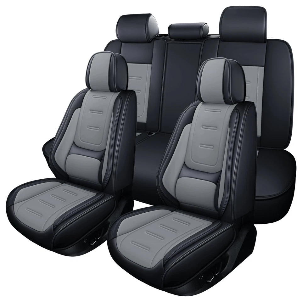 For Chevrolet Silverado GMC 1500 2500HD 3500HD Leather Car Seat Cover 5Seat Gray - Imagem 3 de 4