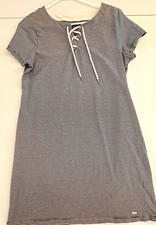 Tommy Hilfiger Women’s Blue/White Striped Lace-Up T-Shirt Dress Knee XL