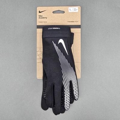 Nike Soccer Football Gloves Youth Large Black White Therma Fit Academy Sport New