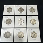 Lot of 9 Walking Liberty Half Dollar 1925 - 1929 Over 3 Troy Oz $4.50 Face