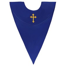 Unisex Classic V Shape Choir Solid Satin Stole Embroidery Cross Reversible