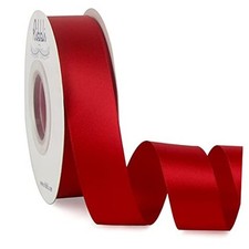 Double Faced Satin Ribbon,1  x Continuous 25 Yards,Fabric Ribbon 1 inch Red