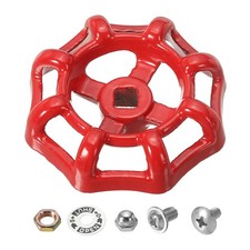 Outside Faucet Handle Square Stem Hole 6x6mm Cast Steel Wheel Handle Red