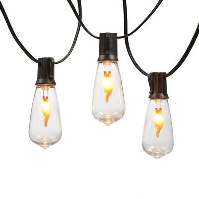 10-Count Flickering Flame LED Outdoor Edison String Lights