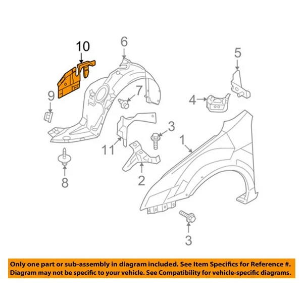 For 06-12 Fusion Front Engine Splash Shield Cover Guard Air Deflector Right Side Foto 3 de 4