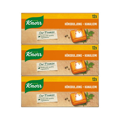 3x Knorr Chicken Stock Cubes 12 Pack (36 Cubes) Hönsbuljong MSG Free