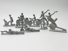 Tin Soldiers Cannon Vintage Soviet Set 10 Figures Military Collectible Toys USSR