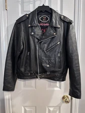 Zony Vintage Leather Biker Jacket Lined Men's 40 Bands Embroidered Inside!!
