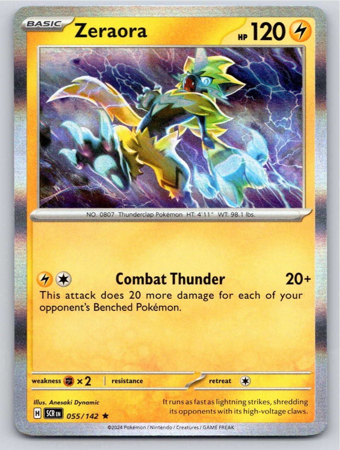2024 POKEMON ZERAORA STELLAR CROWN 55/142 HOLO RARE NM A2835 FREE S&H