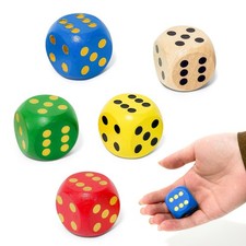 5 Pcs Large Wooden Dice 30mm 5 Colors Game Dice Colourful Standard Six Sided