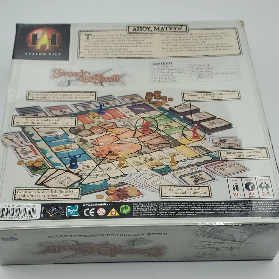 Sword And Skull Avalon Hill Action Board Game of Pirate Treasure New Sealed - Image 2 of 4