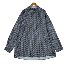 Shaquille O'Neal Men's XLG Big Fit Button Down Shirt Blue Ditsy Floral Stretch