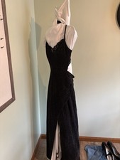 Black Lace Maxi Dress Zip Back Sleeveless Strappy Long Solid Women