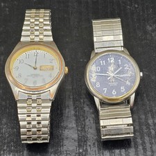 Reloj Timex Indiglo & Japan Movt PT948 correa elástica de acero inoxidable resistente al agua